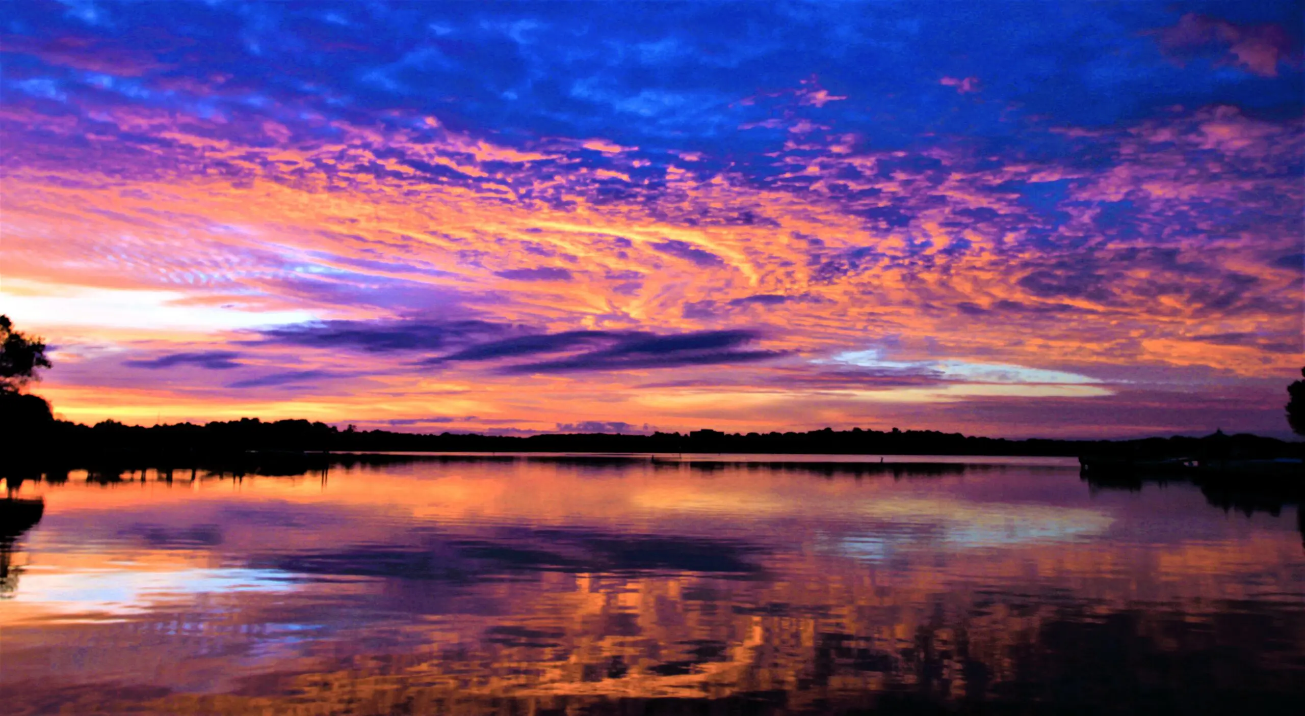 vibrant colors sky and lake